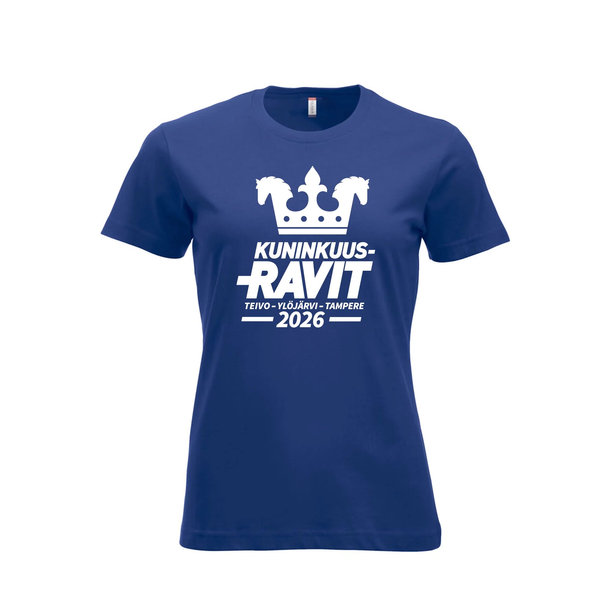 Sininen T-paita, naisten, paikkakuntalogolla