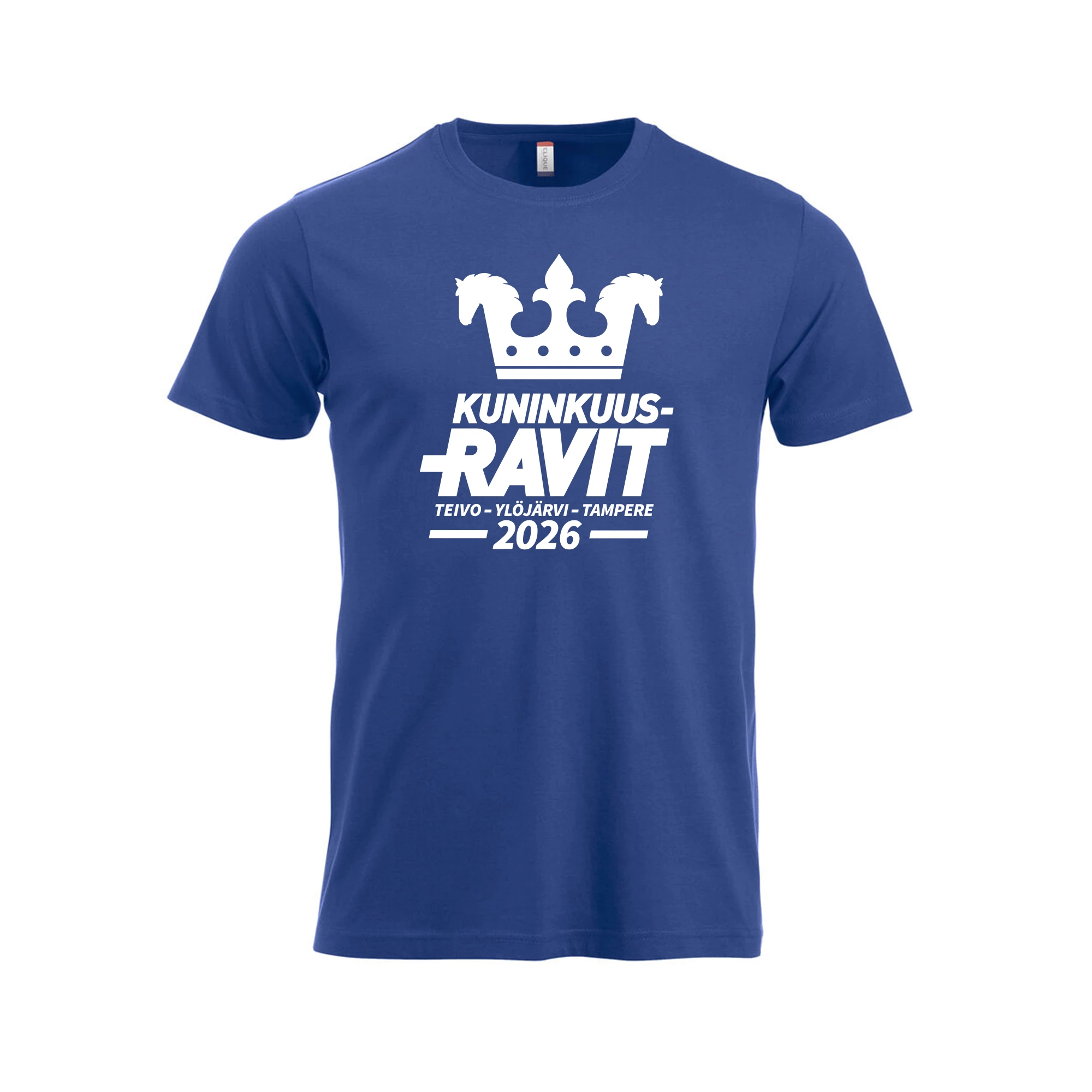 Sininen T-paita, miesten, paikkakuntalogolla